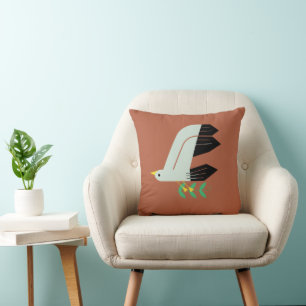 Coussin carré à motif d'oiseau artisanale – La na