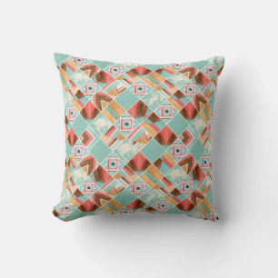 Coussin Carré aquarelle, arrière - plan géométrique patchw