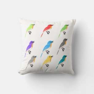 Coussin Carré aux oiseaux colorés