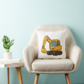 Coussin carré avec dessin à digger jaune (Chaise)