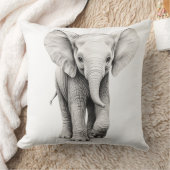 Coussin carré bébé éléphant noir et blanc (Couverture)