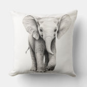 Coussin carré bébé éléphant noir et blanc (Recto)