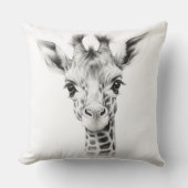 Coussin carré bébé girafe noir et blanc à jeter (Recto)