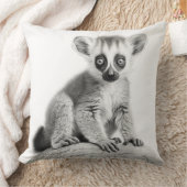 Coussin carré bébé lémurien noir et blanc (Couverture)