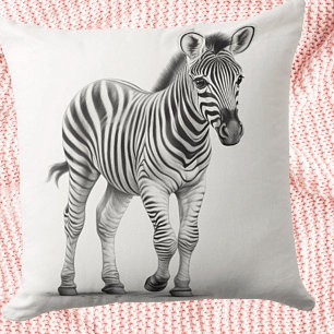 Coussin carré bébé zèbre noir et blanc