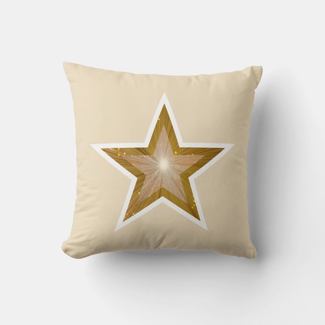 Coussin carré blanc "Gold" Star crème blanche dos (Recto)