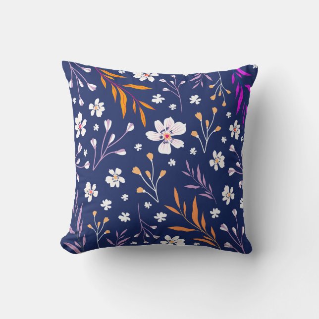 Coussin Carré bleu violet créatif Fleurs de ressor (Recto)