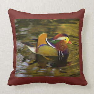 Coussin Carré coloré de rouille de canard mandarin