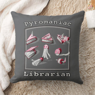 Coussin Carré d'asphalte Bibliothécaire pyromaniaque esqui