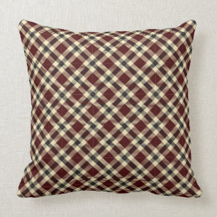 Coussin carré de Bourgogne et de plaid de tartan 2
