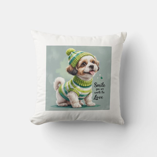 Coussin carré de chiot mignon (Recto)