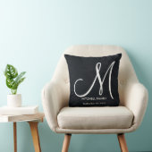Coussin Carré de la famille de Mariage de Monogramme noir  (Chaise)