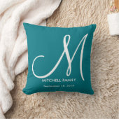 Coussin Carré de la famille de Mariage de Monogramme noir (Couverture)