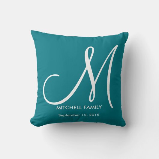 Coussin Carré de la famille de Mariage de Monogramme noir (Recto)