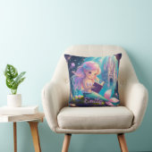 Coussin carré de sirène mignonne lisant (Chaise)