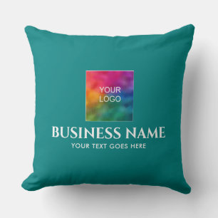 Coussin Carré de texte du logo de l'entreprise à double fa