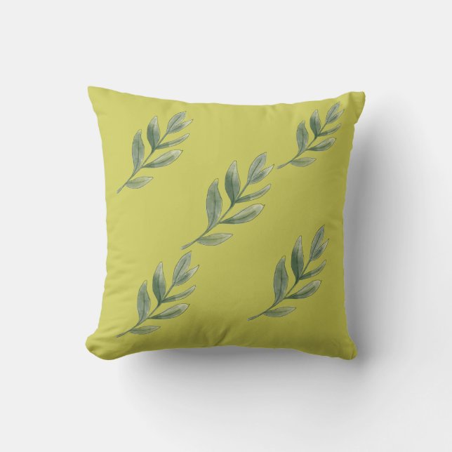 Coussin Carré Feuille Jaune Vibrant (Recto)