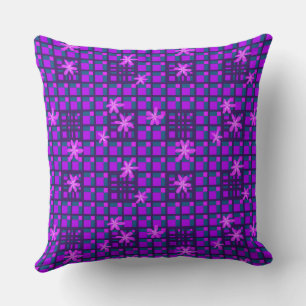Coussin Carré floral Conundrum rose violet Turquoise auber