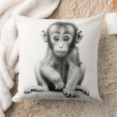 Coussin carré jetable bébé singe noir et blanc (Couverture)