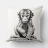 Coussin carré jetable bébé singe noir et blanc (Recto)