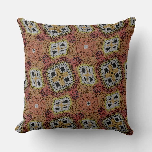 Coussin carré Jimette Design brun blanc tricot (Recto)