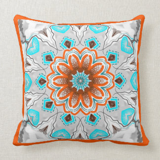 Coussin carré Jimette Design turquoise brun blanc Kussen