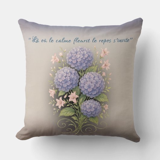 coussin carré '' là où le calme fleurit (Recto)