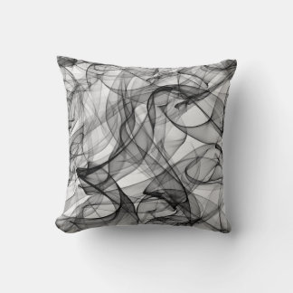 Coussin Carré Lignes Fumée Noire