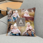 Coussin Carré Monogramme Photo personnalisée Pillow<br><div class="desc">Disponible en différentes couleurs ! Couleur personnalisée disponible sur demande. Conçu par Berry Berry Sweet {www.berryberrysweet.com}</div>