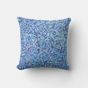 Coussin Carré Mosaic Blue Tones Carrelage Motif