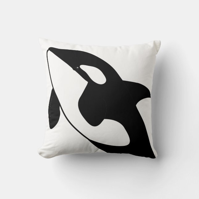 Coussin carré noir et blanc de baleine d'orque (Recto)