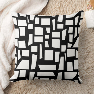 Coussin Carré noir et blanc et Motif rectangle