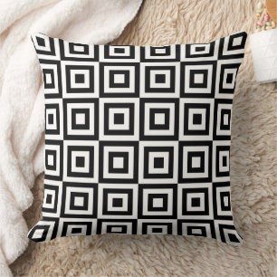 Coussin Carré noir et blanc Motif Abstrait
