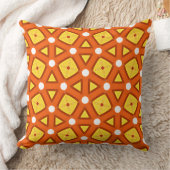 Coussin Carré orange & motif rétro naïf triangle (Couverture)