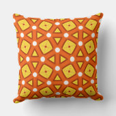 Coussin Carré orange & motif rétro naïf triangle (Verso)