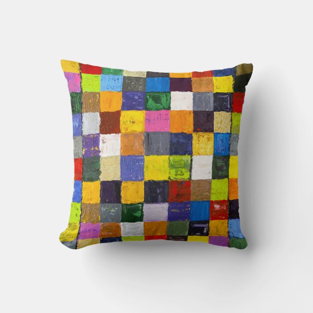 Coussin Carré Patchwork Abstrait (Recto)
