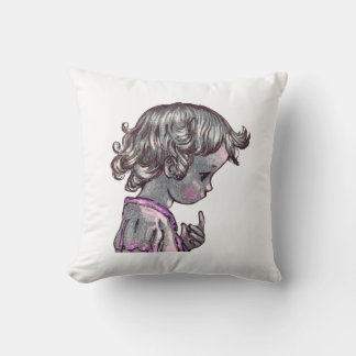 Coussin carré pour fille à cheveux bouclés
