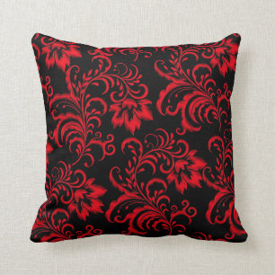 Coussin carré Red Brocade Black Damask
