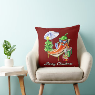 Coussin Carré Red Merry Christmas Chili Art Dessin