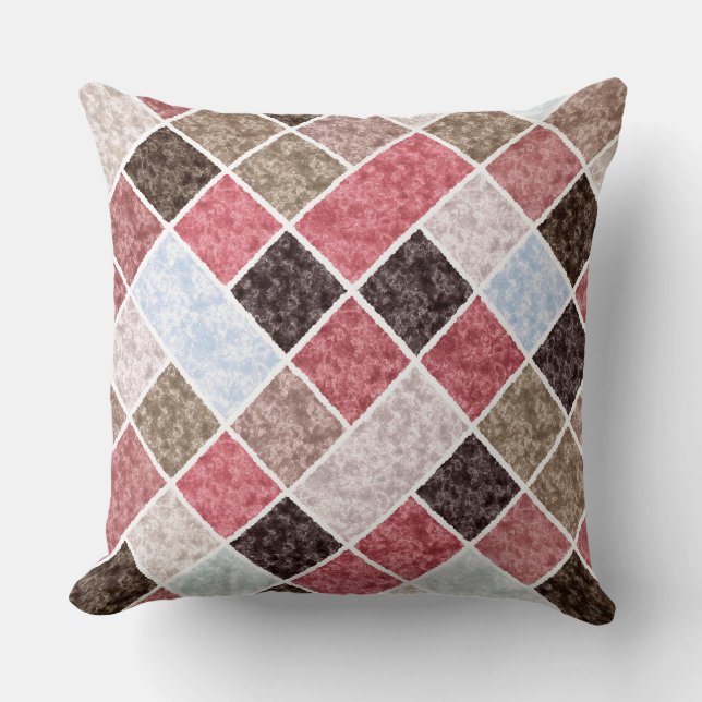 Coussin Carré sans couture patchwork motif en marbre de gr (Recto)