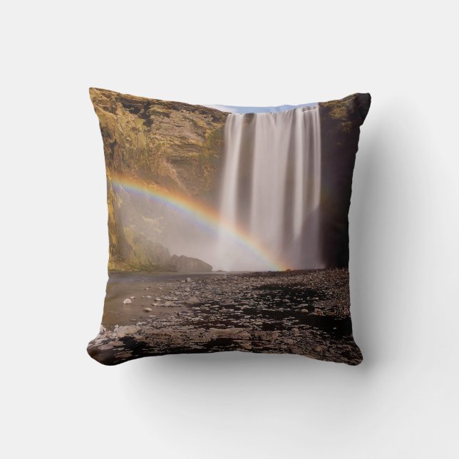 Coussin Carreau 16" de polyester de Skógafoss x 16" (Recto)