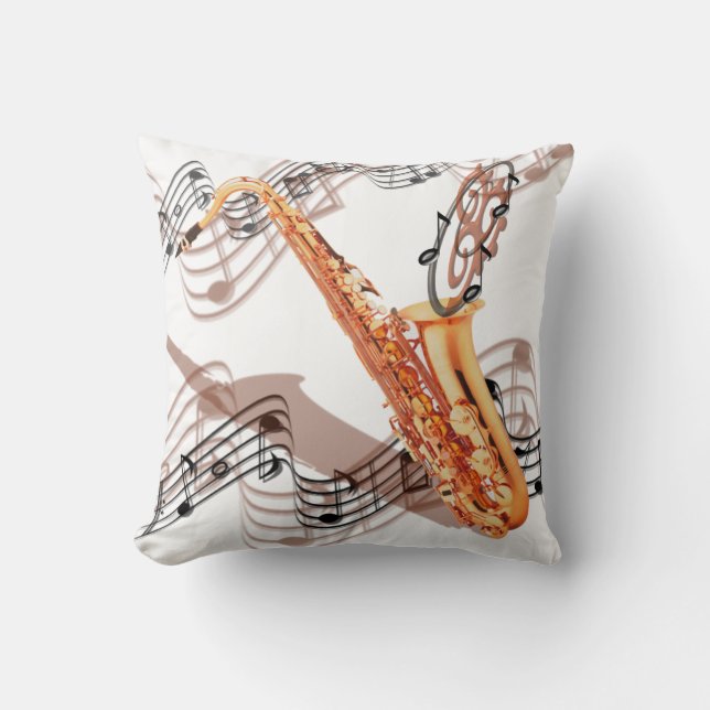 Coussin Carreau abstrait de saxophone de réversible (Recto)