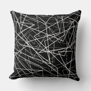 Coussin Carreau abstrait moderne noir et de blanc