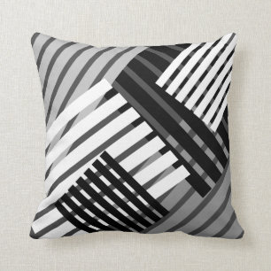 Coussin Carreau abstrait noir et blanc de rayure