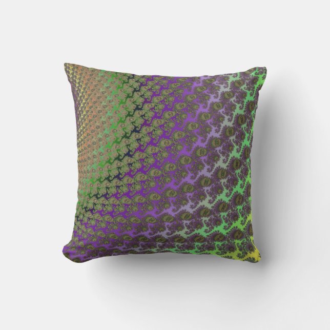 Coussin Carreau abstrait vert et de pourpre de fractale (Recto)