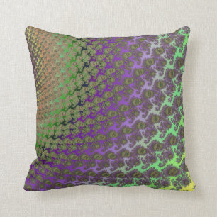 Coussin Carreau abstrait vert et de pourpre de fractale