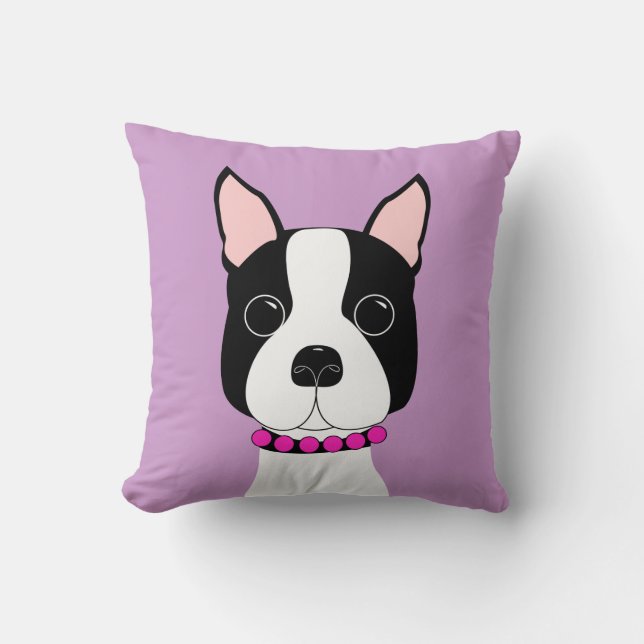 Coussin Carreau adorable de Boston Terrier (Recto)