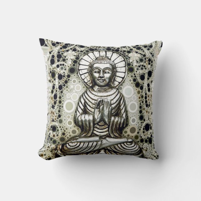 Coussin Carreau argenté de Bouddha (Recto)