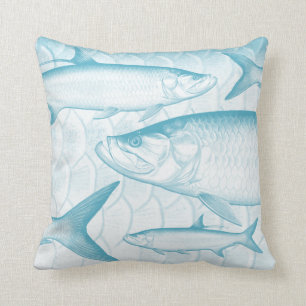 Coussin Carreau atlantique bleu de tarpon d'Aqua