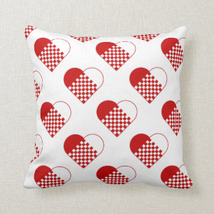 Coussin Carreau aux coeurs de rouge de fraise